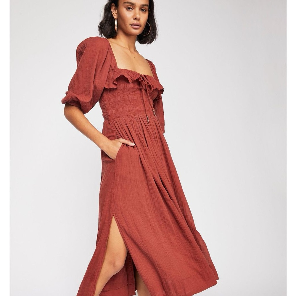 Free People Oasis Midi Dress in a Burnt Orange